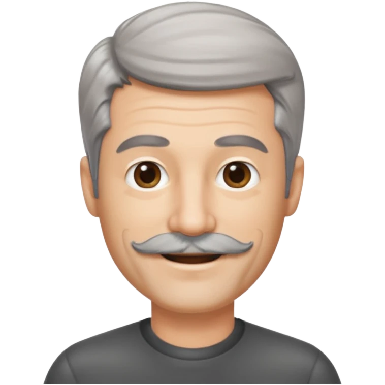 50 yr old man salt and pepper hair, side swept part, short beard and moustach emoji