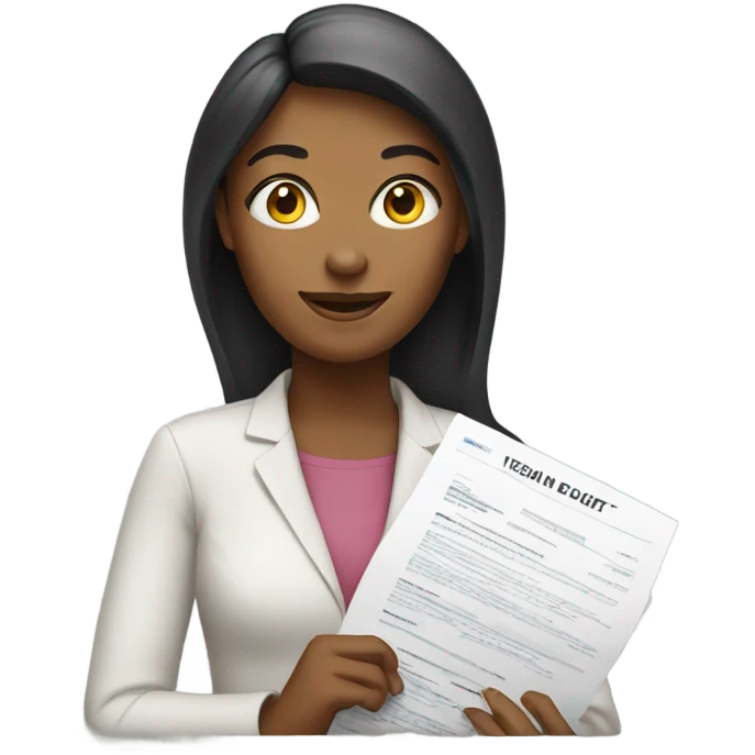 Woman holding a resume emoji