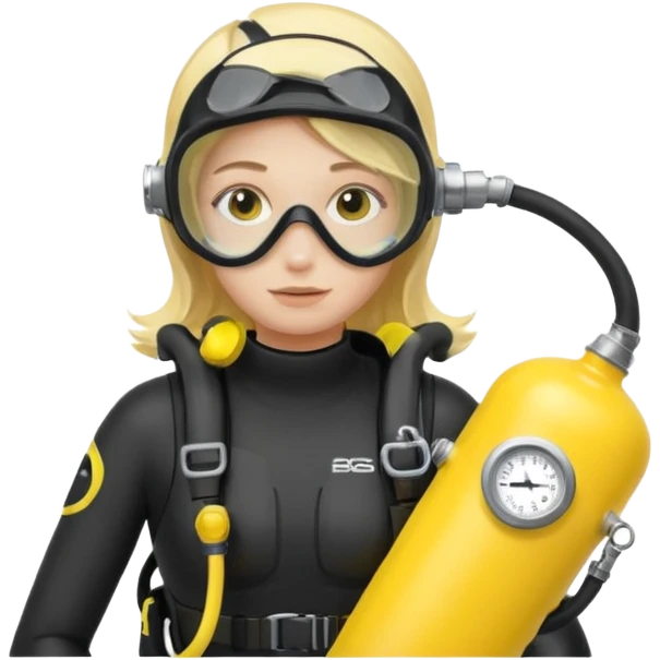 scuba diving girl blonde with yellow oxygen tank emoji