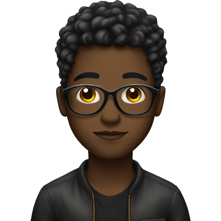 Black boy with aesthetic glass and aesthetic hair style emoji