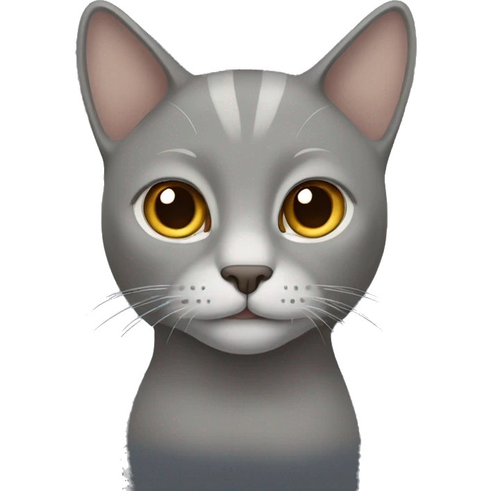 Grey cat without ears and brown eyes  emoji