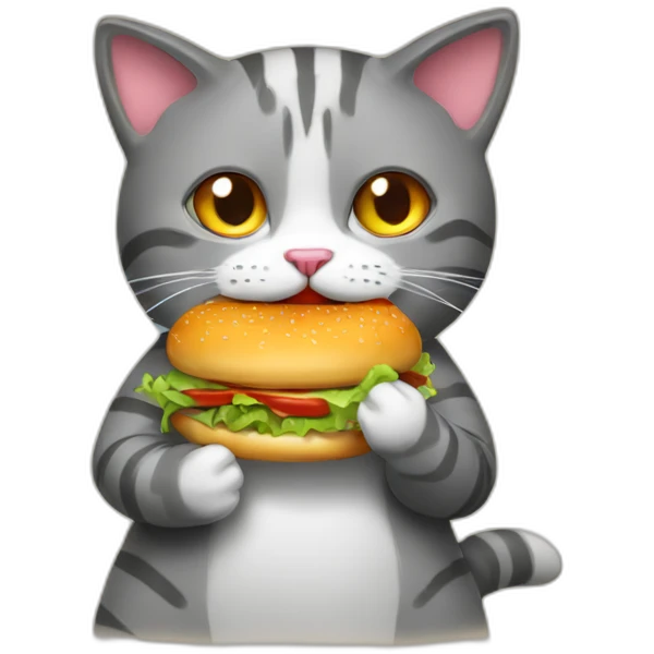 Cat eating burgers emoji