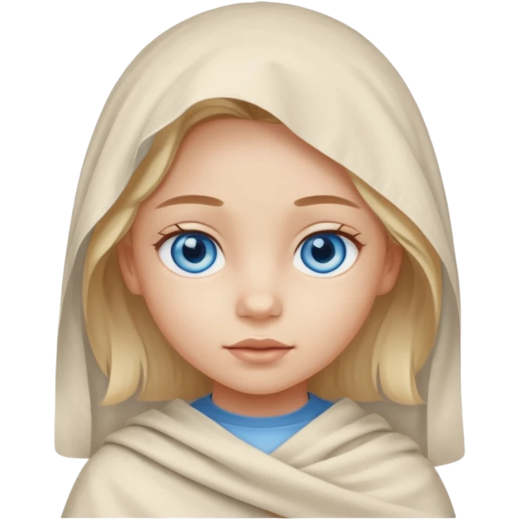 blue eyed desert girl child with creme cloth emoji