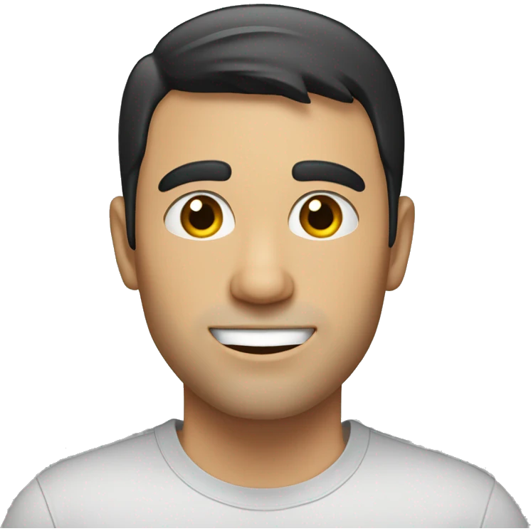 A 30 year old, caucasian man, with short black hair,   wearing a tshirt. emoji