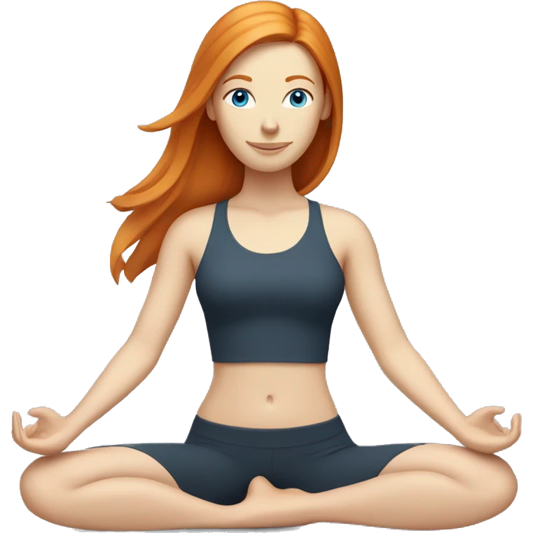 Ginger straight hair woman with blue eyes doing yoga emoji