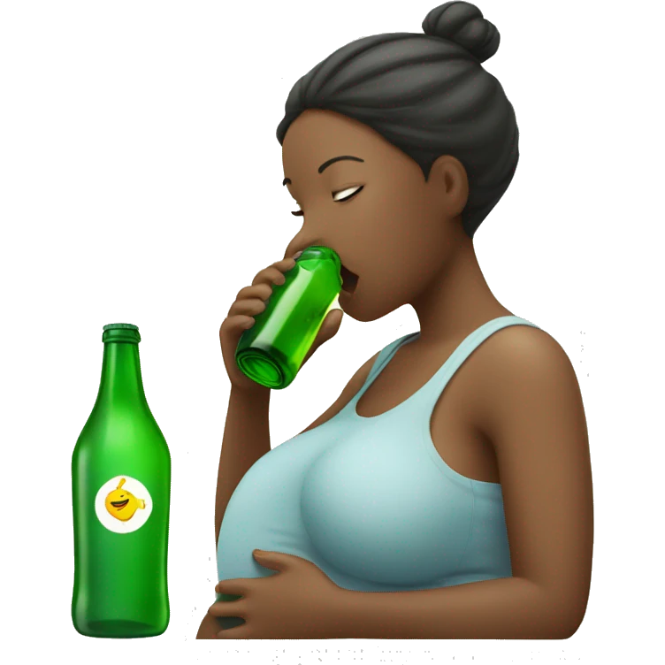 pregnant women drinking from green bottle emoji