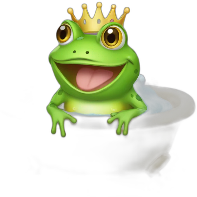 Queen frog in her bath emoji