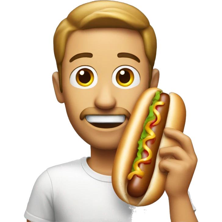 un monsieur qui mange un hot dog emoji