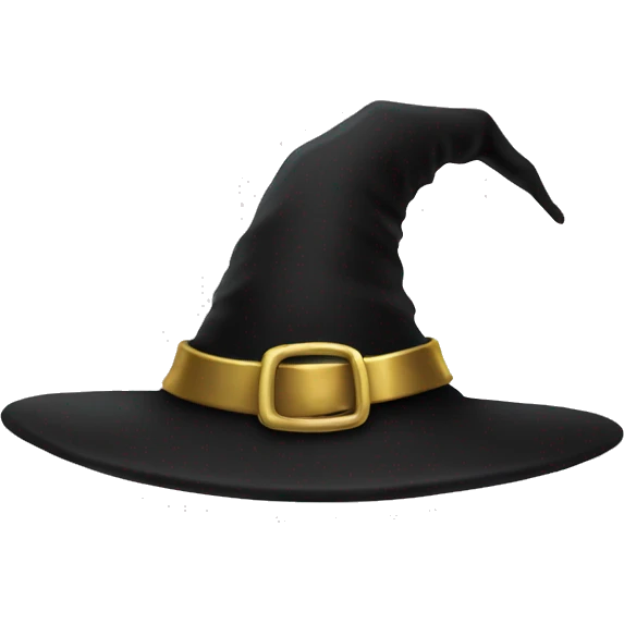 a black witch hat with a gold buckle emoji