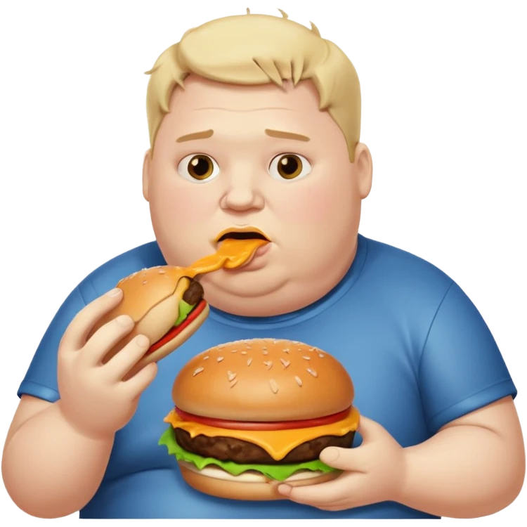 really fat obese man eating a burger messily emoji