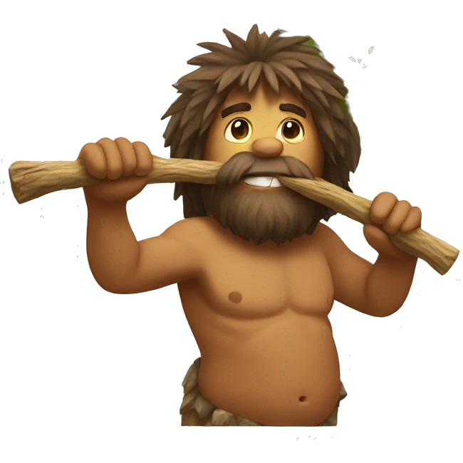 caveman chewing a stick plant emoji
