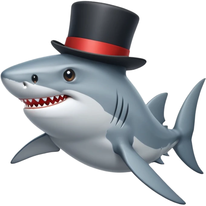 Shark with a top hat emoji