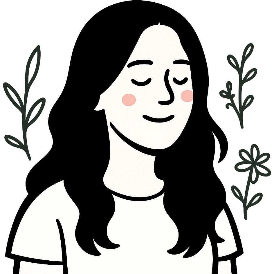 A nature lover with flowing hair, peaceful expression, and subtle plant elements around them emoji