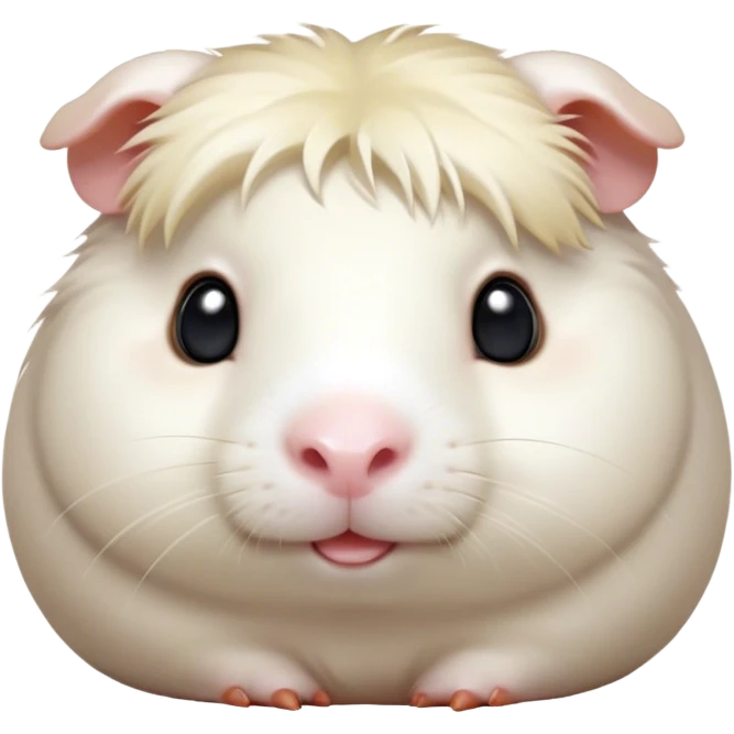 Cinematic Cute White Guinea Pig Portrait Emoji, Head tilted playfully and inquisitively, showcasing a silky, immaculate white coat with a natural glow, round, sparkling dark eyes filled with curiosity, Simplified yet irresistibly adorable features, highly detailed, glowing with a warm, friendly light, high shine, affectionate and lively, stylized with a touch of whimsy, bright and endearing, soft glowing outline, capturing the essence of a mischievous yet loving guinea pig, so playful it feels like it could nuzzle out of the screen and into your arms! emoji