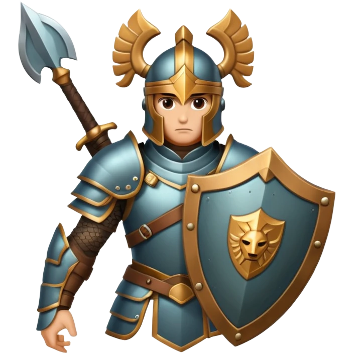 Powerful guardian warrior with shield and armor emoji