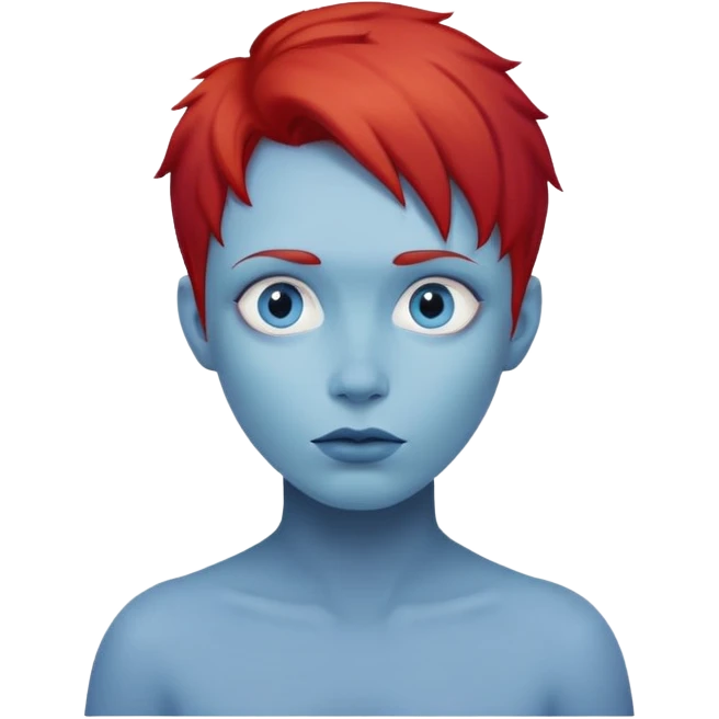 blue skinned person with red hair emoji