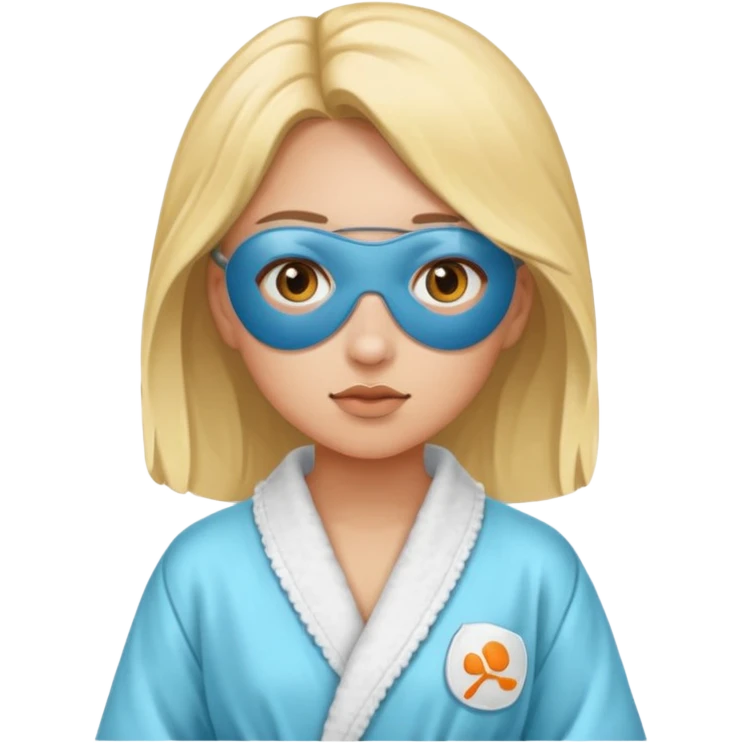 girl with eye patches, bathrobe, light background emoji