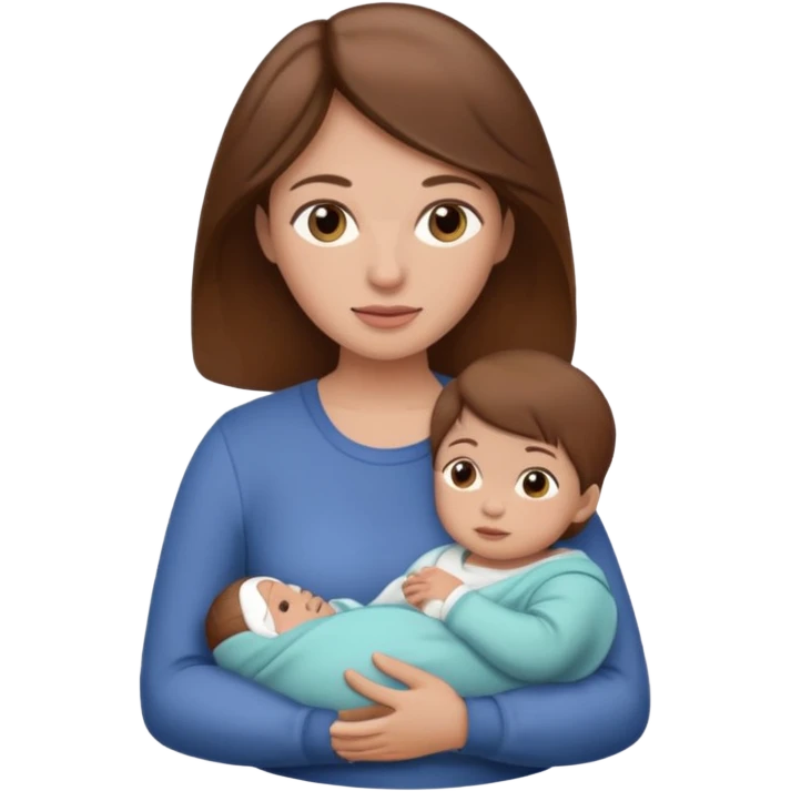 Mother holding infant brown hair fair skin emoji