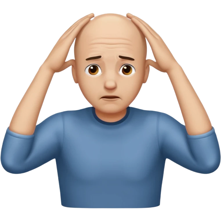 bald guy with hands on head in distress  emoji