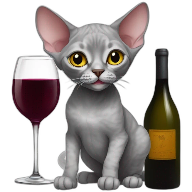 grey devon rex having wine emoji
