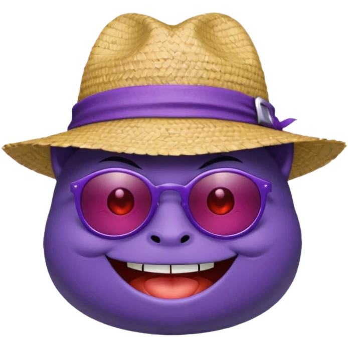 Gengar cute with sun glasses and a straw hat emoji