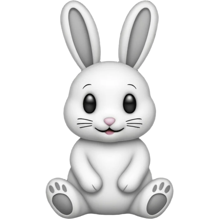 Emoji d'une peluche lapin squelette noir qui dit bonjour emoji