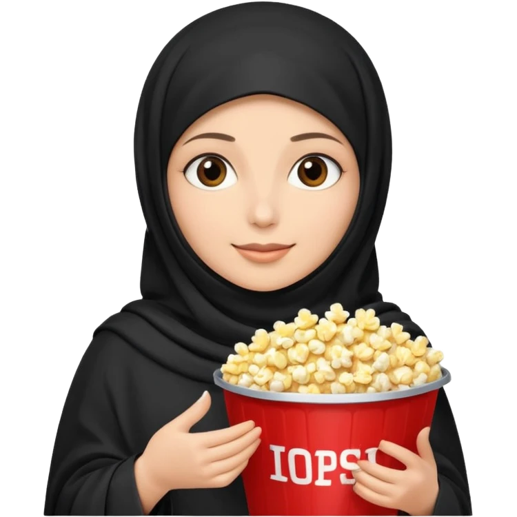 a burka holding a bucket of popcorn emoji