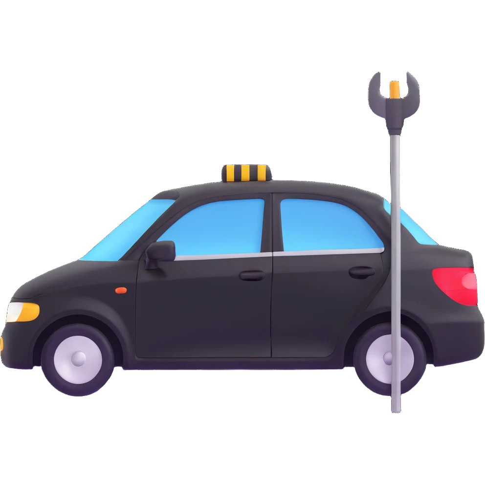 black luxury car door with a clearly visible dent on the bodywork, PDR (Paintless Dent Repair) tools such as rods positioned above the damage, elegant and modern emoji