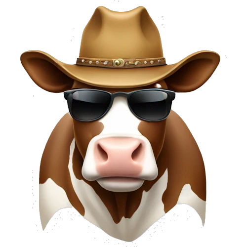 cow with cowboy hat and sunglasses emoji