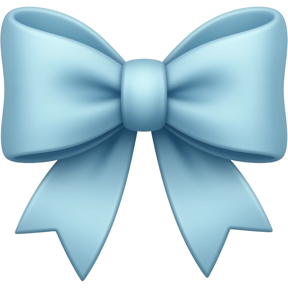 Pastel blue bow with loose ends emoji