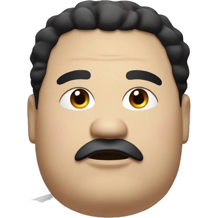 fat man, with black hair, black eyes emoji