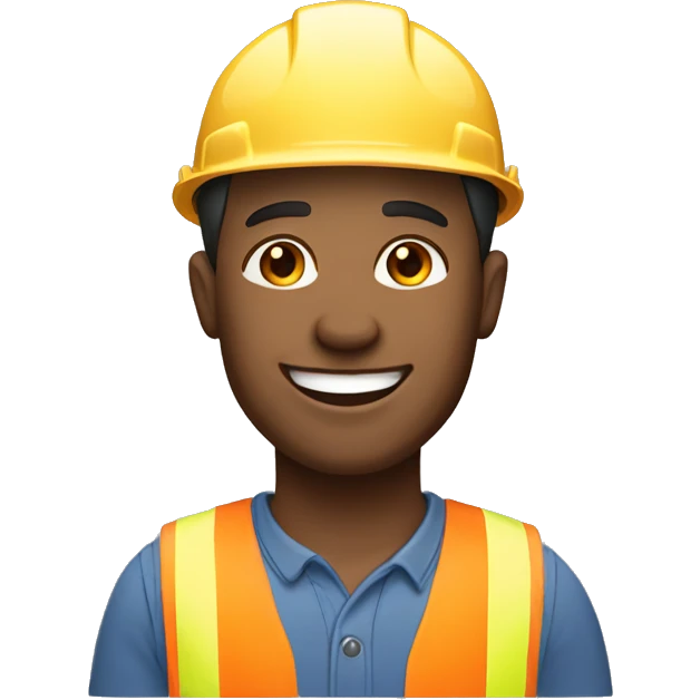 Happy construction worker with european skin tone emoji