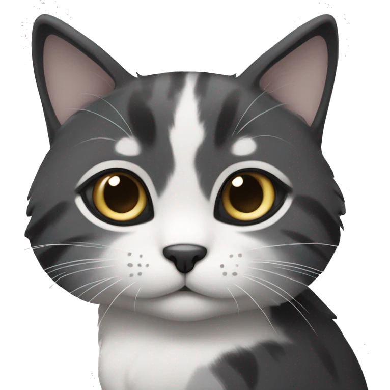 Black, Grey and White small cat whit cute eyes  emoji
