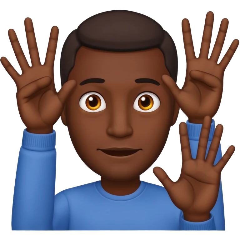 dark-skinned man holding up his hand showing seven fingers emoji style emoji