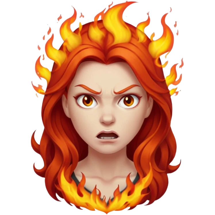 burning angry bodybuilder red haired woman emoji