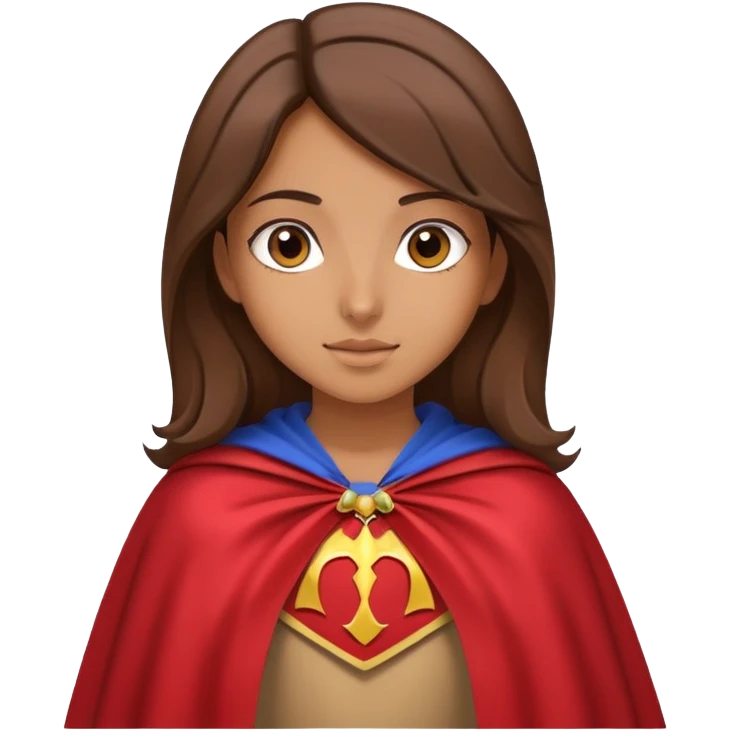 Arab girl with brown hair holding a cape emoji