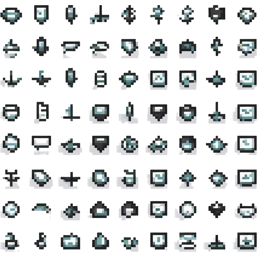 square minimal icons, space semiotic, black print on white background, square outline icons, minimalist symbols, transportation, economy, engineering, industry. Designed for signage.  emoji