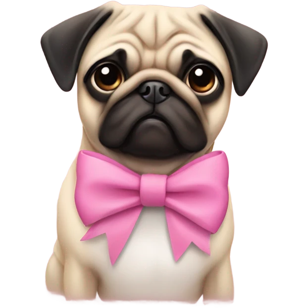 Pug with pink bow emoji