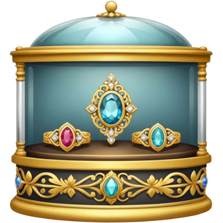 old jewelry in a glass showcase  emoji