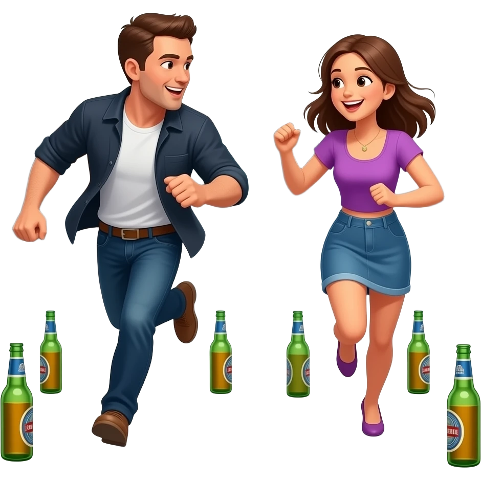 men conducting girl-chasing behavior, club competitiveness, and excessive alcohol use emoji