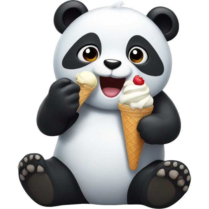 Panda eating ice cream emoji