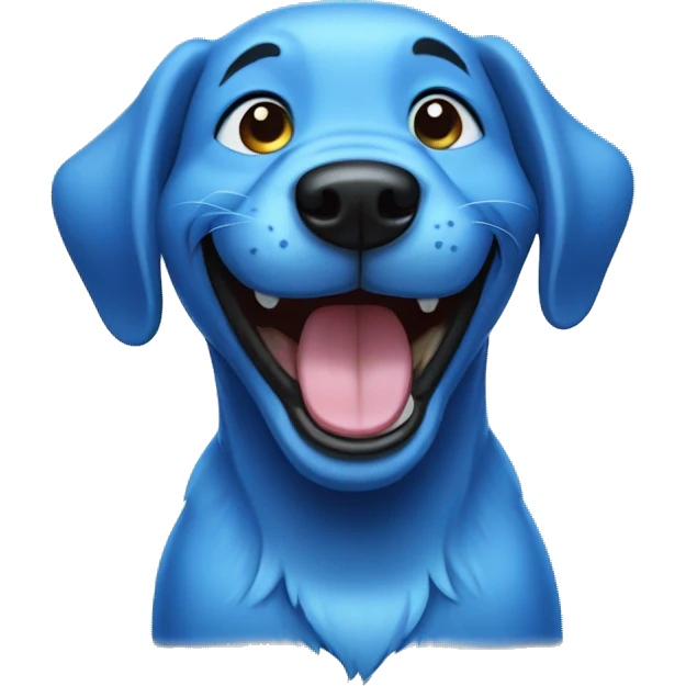 laughing blue dog emoji