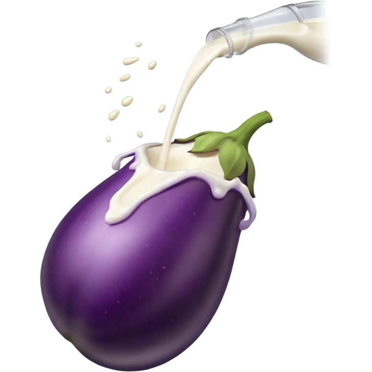 Milk coming out of a eggplant  emoji