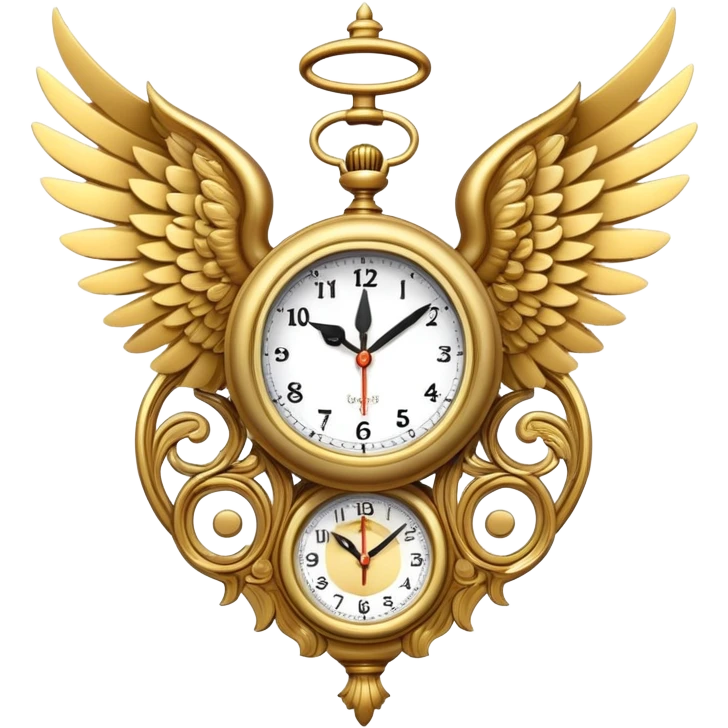 A clock with wings ￼￼ emoji