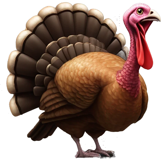 Realistic plucked turkey sitting on a wrecking ball with chain emoji