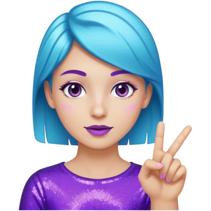 Glitter Roxo e Ciano Dedo apontando pro lado emoji