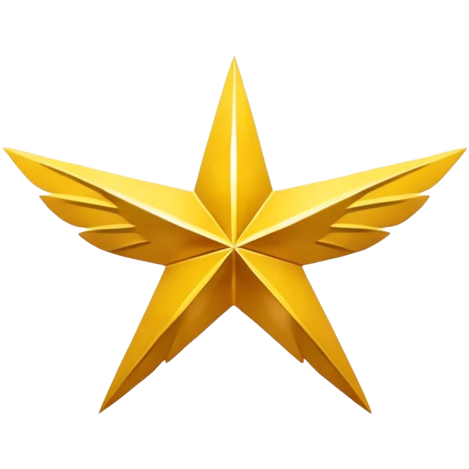 An eight-pointed star with wide wings, colored yellow, featuring a simple mountain silhouette in the center emoji
