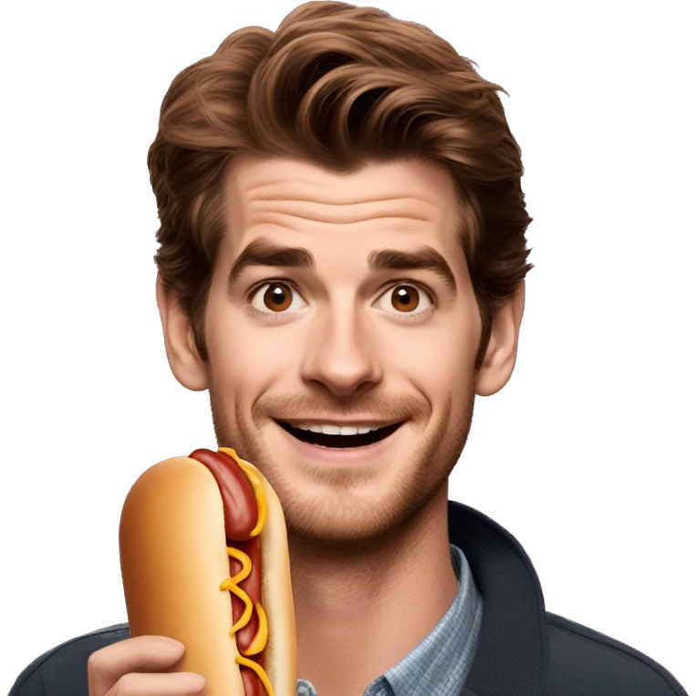 Andrew Garfield with a hotdog  emoji