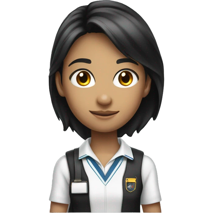 student black hair wear uniform no carry bag emoji