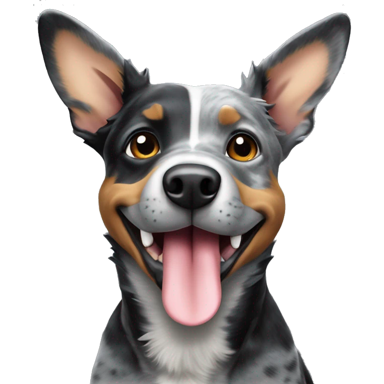 Australian black and grey cattle dog with its tongue out  emoji